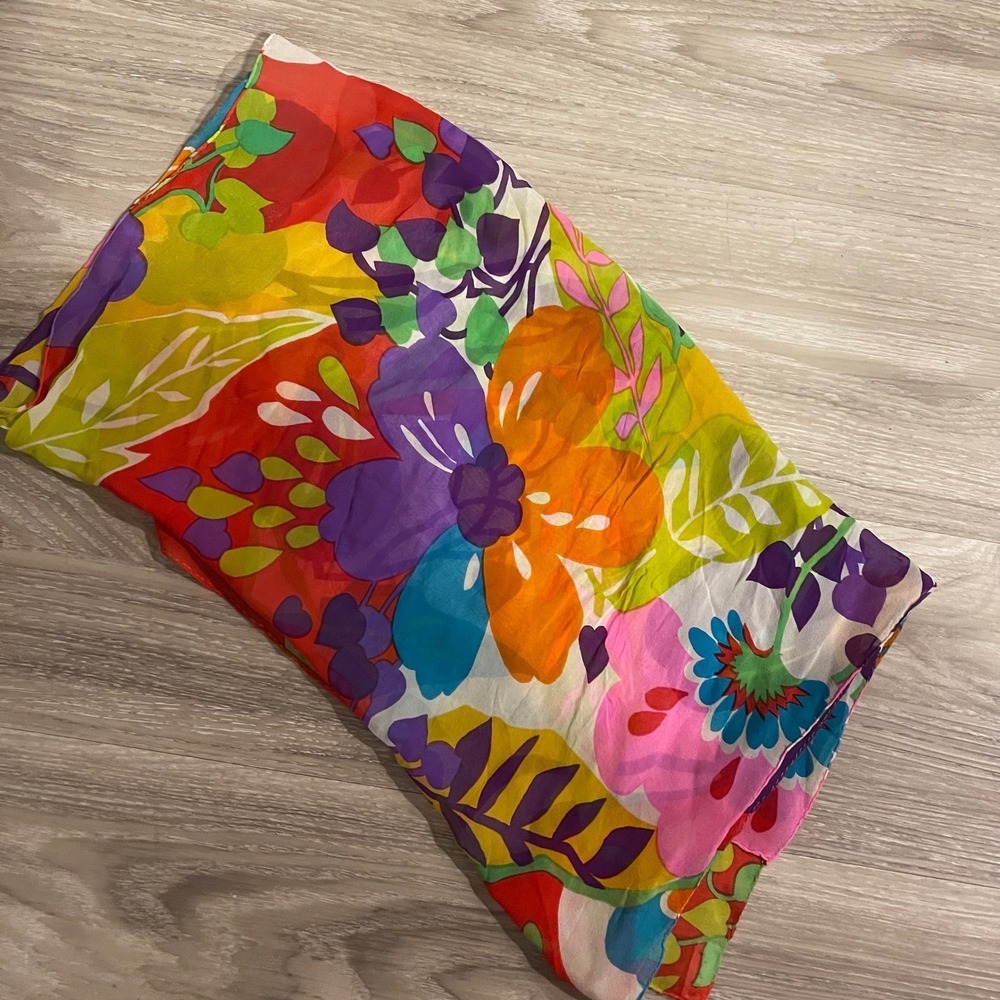 Vintage Floral Silk Scarf Shawl Hair Tye Wrap Girly Lizzie McGuire Core Y2K